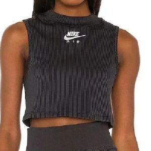 Nike Air Ribbed Nock Turtleneck Sleeveless Crop Tank Top M